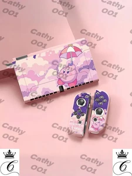 Силиконовый защитный чехол на игровую приставку Nintendo Switch Oled, мягкий чехол из TPU Kirby