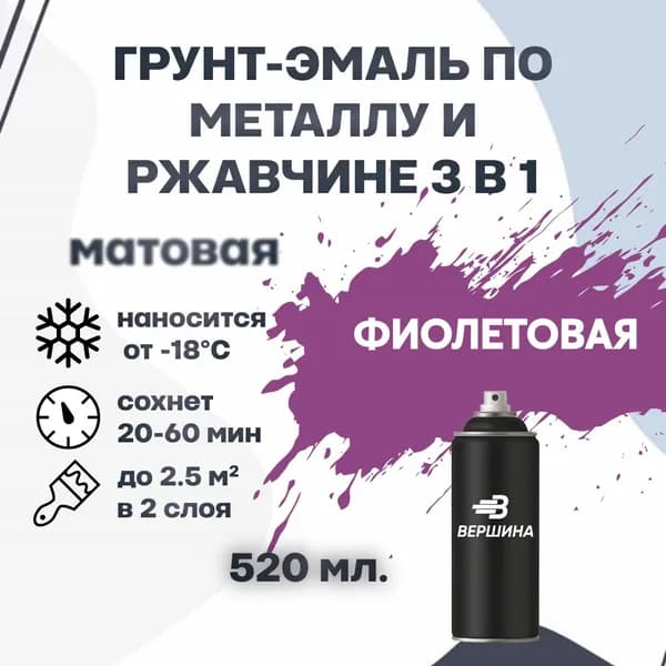 Аэрозольная грунт-эмаль 3 в 1 краска по металлу и ржавчине матовая 520 мл.