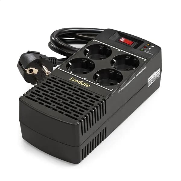 Стабилизатор ExeGate Power AD5000-600 (600VA/300W, диапазон 150...280В, 4 евророзетки)