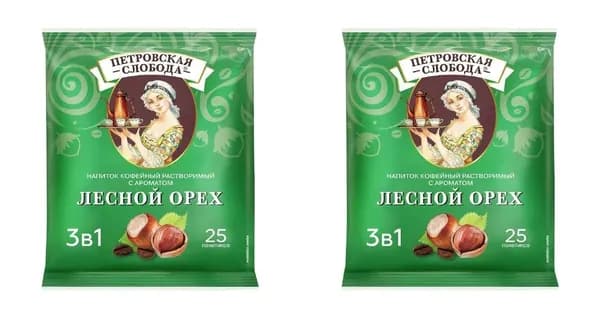 Петровская Слобода Кофейный напиток 3в1 , лесной орех, 18 г х 25 пак., 2 уп.