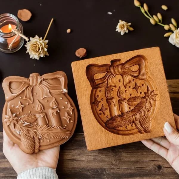 деревянная форма для печенья из бука, рождественский шар, 12x12 см