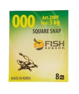 Застежка "Square" "Сезон рыбалки" Размер №000 (5 кг) Упак. 8 шт.