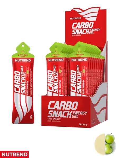 Энергетический гель в саше CARBOSNACK Nutrend 18 штук по 50 грамм, зеленое яблоко