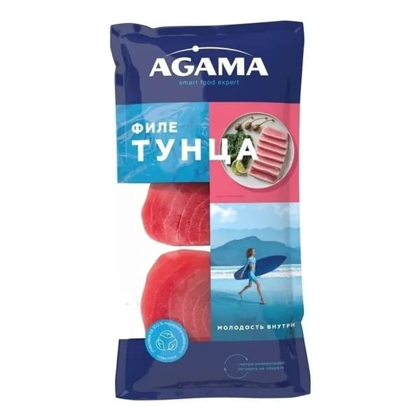 Тунец Agama замороженный филе-кусок 400 г