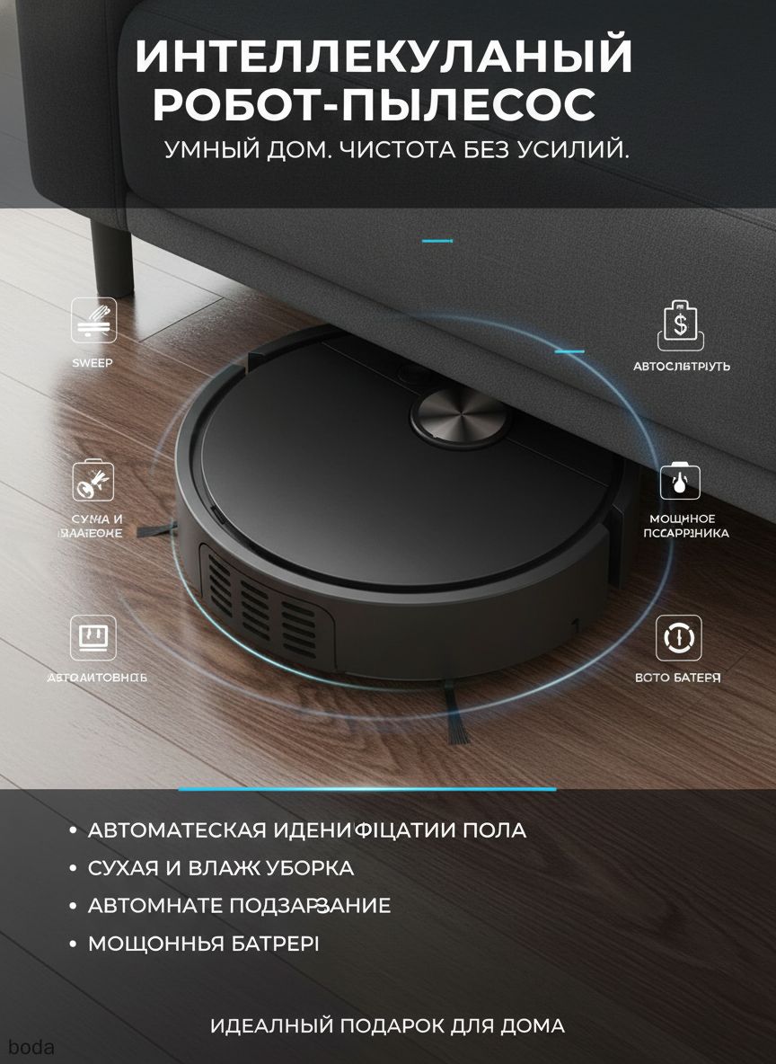 в 1 робот-пылесос подметает и моет полы, умный робот-подметальщик