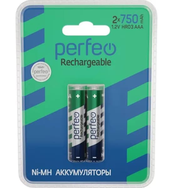 Аккумулятор Perfeo AAA 750mAh Ni-Mh 1.2v BL2 PFAAA750/2BLPL, 2шт.