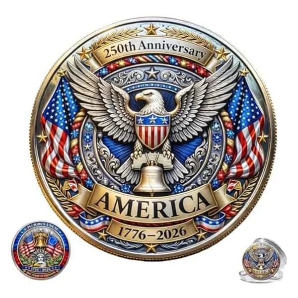 Памятная монета к 250-летию основания США, металлическая, 45 45 10 мм