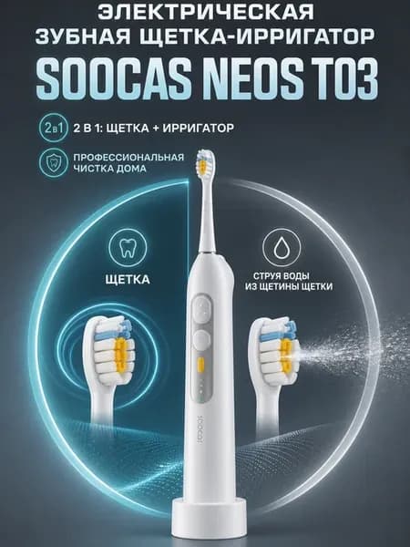 Зубная щетка-ирригатор электрическая NEOS T03, белая