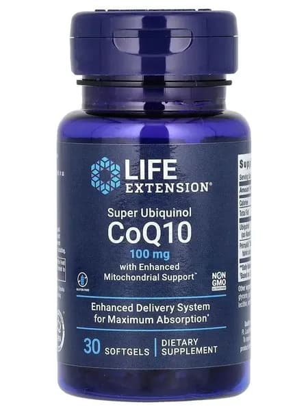 Коэнзим Q10 100 мг убихинол Life Extension Super Ubiquinol CoQ10 100mg, 30 капсул