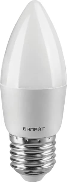 Лампа светодиодная OLL-C37-6-230-2.7K-E27-FR 6Вт свеча 2700К тепл. бел. E27 600лм 176-264В ОНЛАЙТ 71630