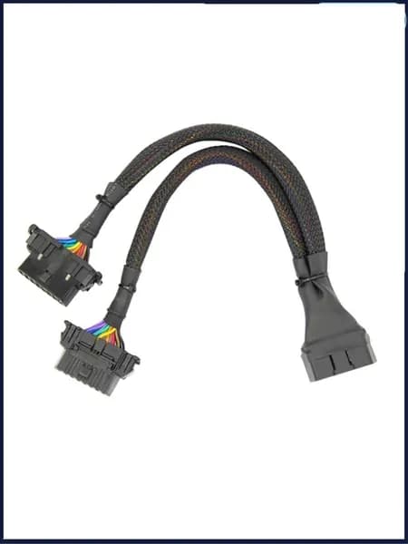 Адаптер "OBD2" Y-сплиттер, 1x папа & 2x мама / 30 см, плоский кабель, 16 контактов