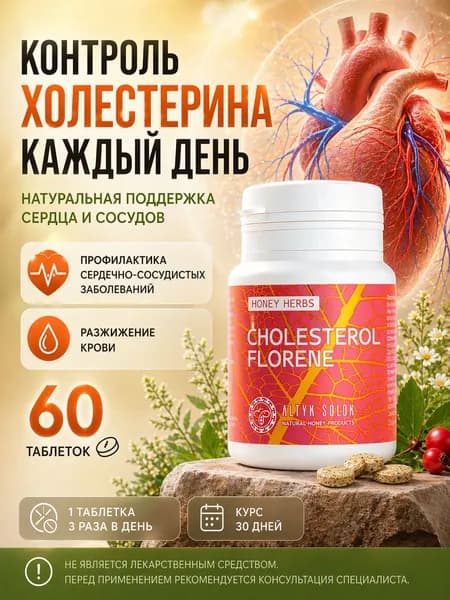 Травяной сбор от холестерина, поддержка сердца и сосудов, 60 таблеток по 500 мг