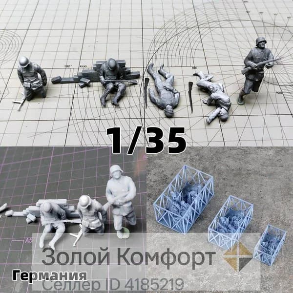 3Dпечать, фигурки солдат из смолы, немецкие модельнаборы, масштаб 135, неокрашенные, требуют самостоятельной сборки
