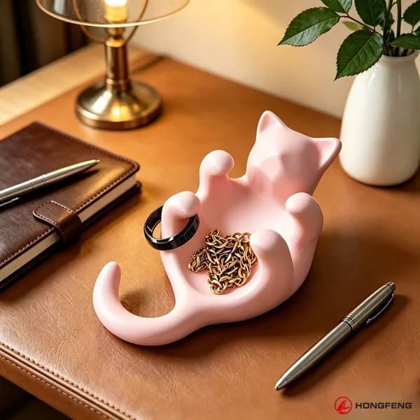 Органайзер для украшений "Кот-Хранитель" из PLA+ пластика, 3D-печать, подставка для колец и цепочек