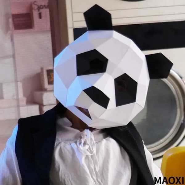 3D-маска панды из картона для самостоятельной сборки