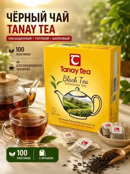 Чай черный пакетированный Tanay 100 пакетов