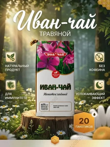 Иван чай ферментированный в пакетиках. Травяной чай без кофеина для иммунитета и успокаивающий