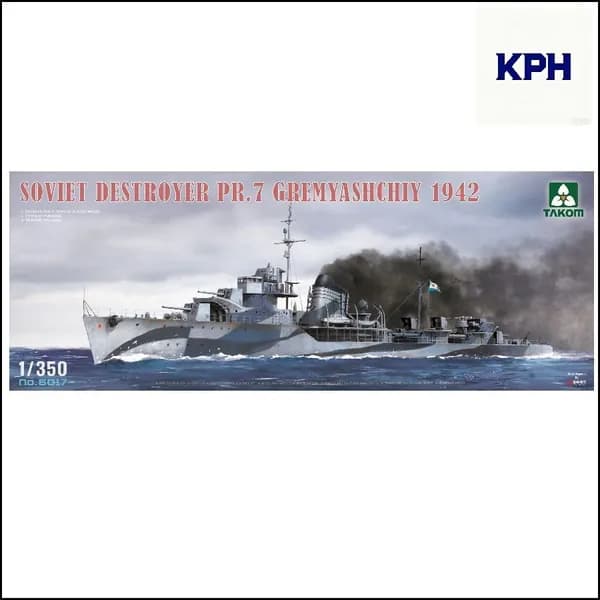 Эксклюзивная сборная модель TAKOM 6017, эсминец Гремящий PR.7 1942 в масштабе 1/350