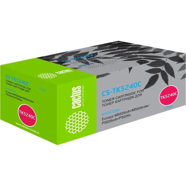 Картридж Cactus CS-TK5240C голубой, для KYOCERA Ecosys M5526cdn/M5526cdw/P5026cdn/P5026cdw, ресурс до 3000 страниц