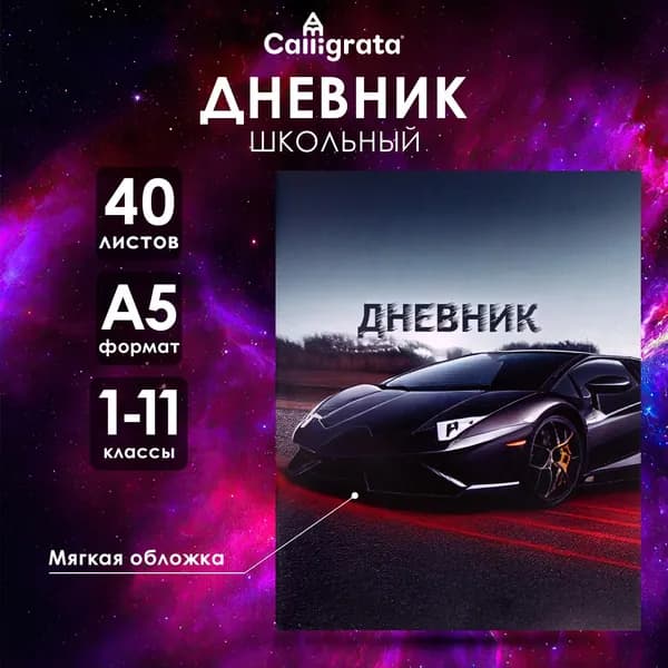 Дневник школьный для 1-11 классов, Тачка в движении , мягкая обложка, 40 листов