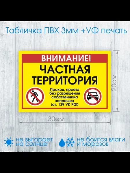 Табличка на дверь Частная территория