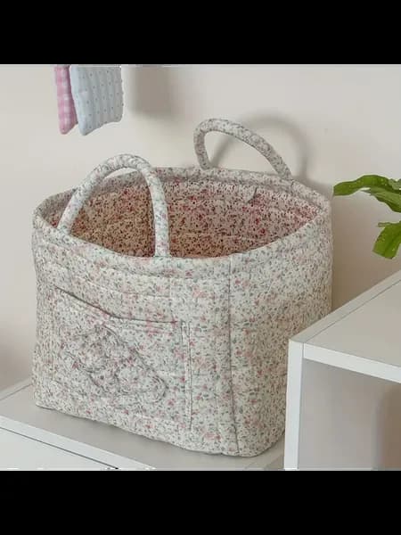 Тканевая корзина для белья с цветочным узором, Green