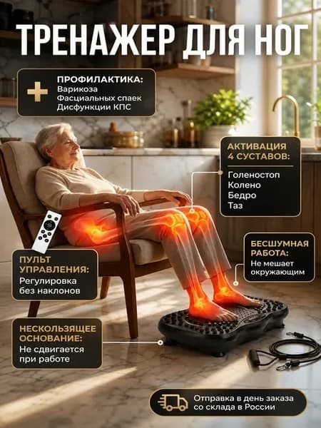 Компактный тренажёр для ног под столом, 99 скоростей