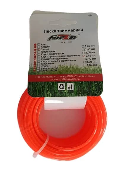 Леска для триммера Forza, сечение звезда, 2.4мм.х15 метров