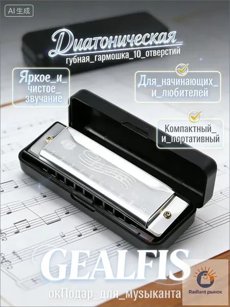 Премиальная диатоническая губная гармошка, серебро