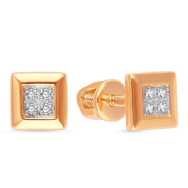 Серьги женские с фианитами из красного золота 585 пробы 585GOLD