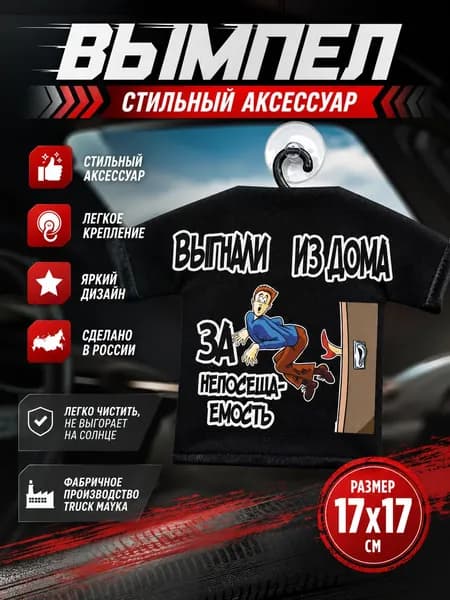 Вымпел-футболка Выгнали из дома за непосещаемость!