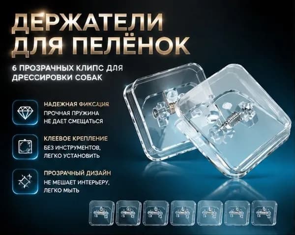 Набор из 6 прозрачных держателей с клеем для собачьих пеленок, для воспитания питомцев