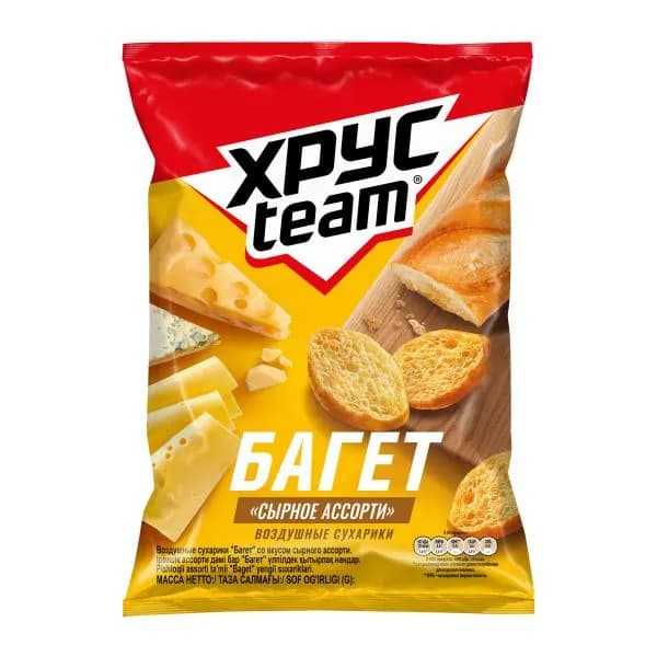 Сухарики Хрусteam Багет Сырное ассорти 60г