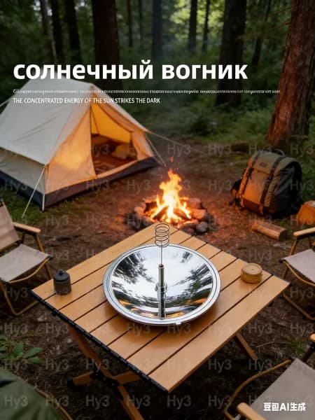 Солнечный зажигатель для экстремального путешествия Портативная солнечная печь без топлива Экологичный и быстрый зажигатель для кемпинга, охоты и выживания в дикой природе