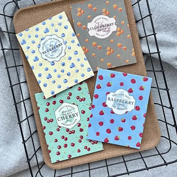 Блокноты для заметок/записей в точку Милые ягоды/Fresh Berries - PAPPI STORE, 4 шт., А6, 40 листов