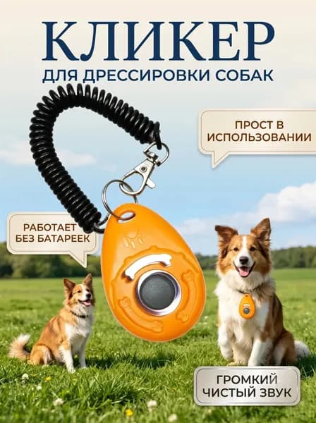 Кликер для дрессировки собак браслет, оранжевый