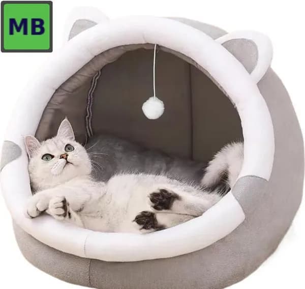 Уютный домик для кошек из плюша, коричневый