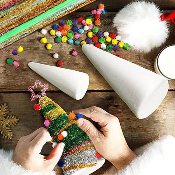 Белые пенопластовые конусы для украшения и diy проектов, набор из 18 штук