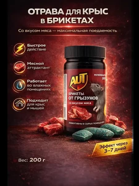 Брикеты от крыс и мышей, влагостойкая приманка