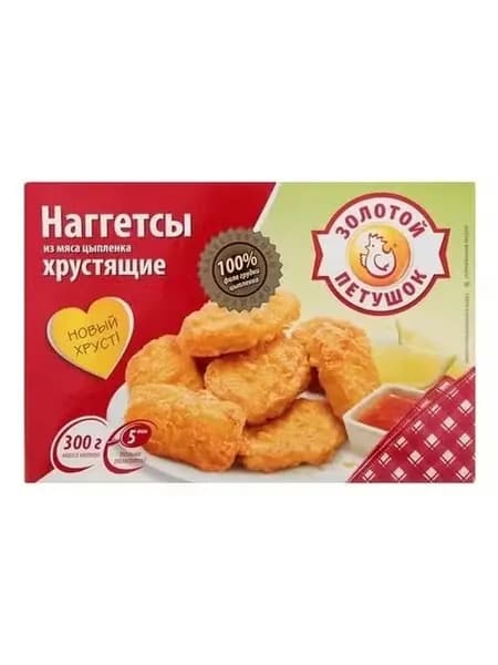 Наггетсы куриные Золотой Петушок Хрустящие замороженные 300 г