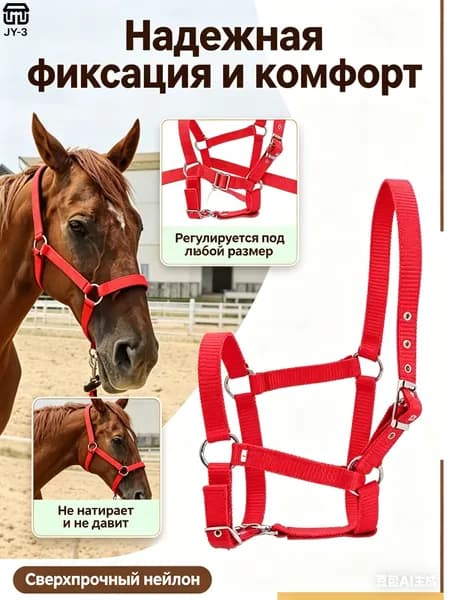 Недоуздок, регулируемый-красный, амуниция для лошадей и недоуздок для жеребят.