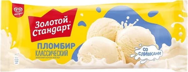 Мороженое ЗОЛОТОЙ СТАНДАРТ Пломбир классический, без змж, 400г - 4 шт.