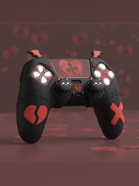 PlayVital Силиконовый чехол Gothic Imp Series для геймпада PS5, совместим с зарядной станцией PS5, чёрный