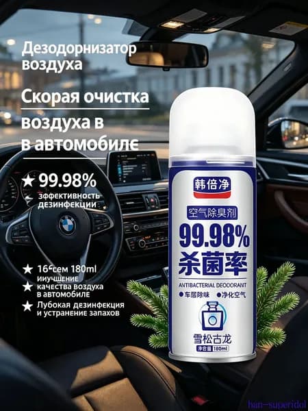 свежитель-очиститель кондиционера. Ликвидатор / нейтрализатор запахов в салоне автомобиля.180 мл