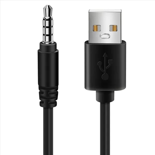Кабель-адаптер для зарядки с разъемом AUX 3,5 мм и штекером USB 2.0.
