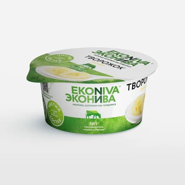 Продукт творожный Творожок с бананом 5%, 125 г, ЭкоНива