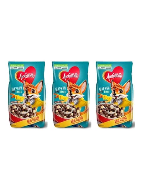Любятово Шарики Дуо микс, 500 г, 3 шт