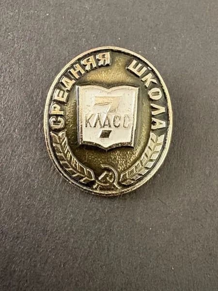 Советский детский значок Средняя школа 7 класс