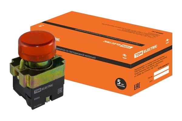 Лампа сигнальная SB2-BV64 с подсветкой 230 В LED, d22 мм, красный, IP40
