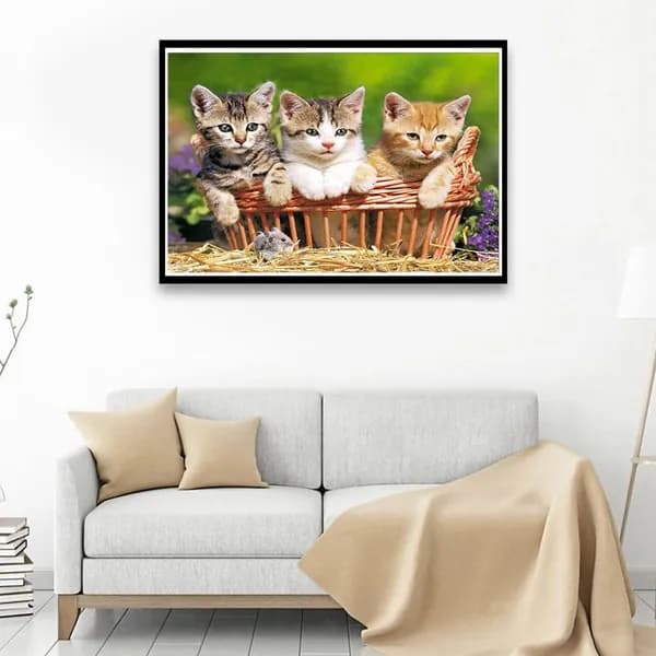 Алмазная вышивка Котик 5D, круглые стразы, холст + инструменты, 40 30 см